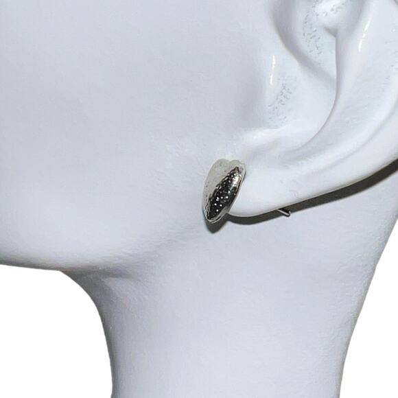 Silver-Colored Heart Earrings, Good Condition - Picture 4 of 8